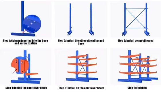 H Beam Heavy Duty Cantilever Shelving For Long Sticks Tube Bar Storage